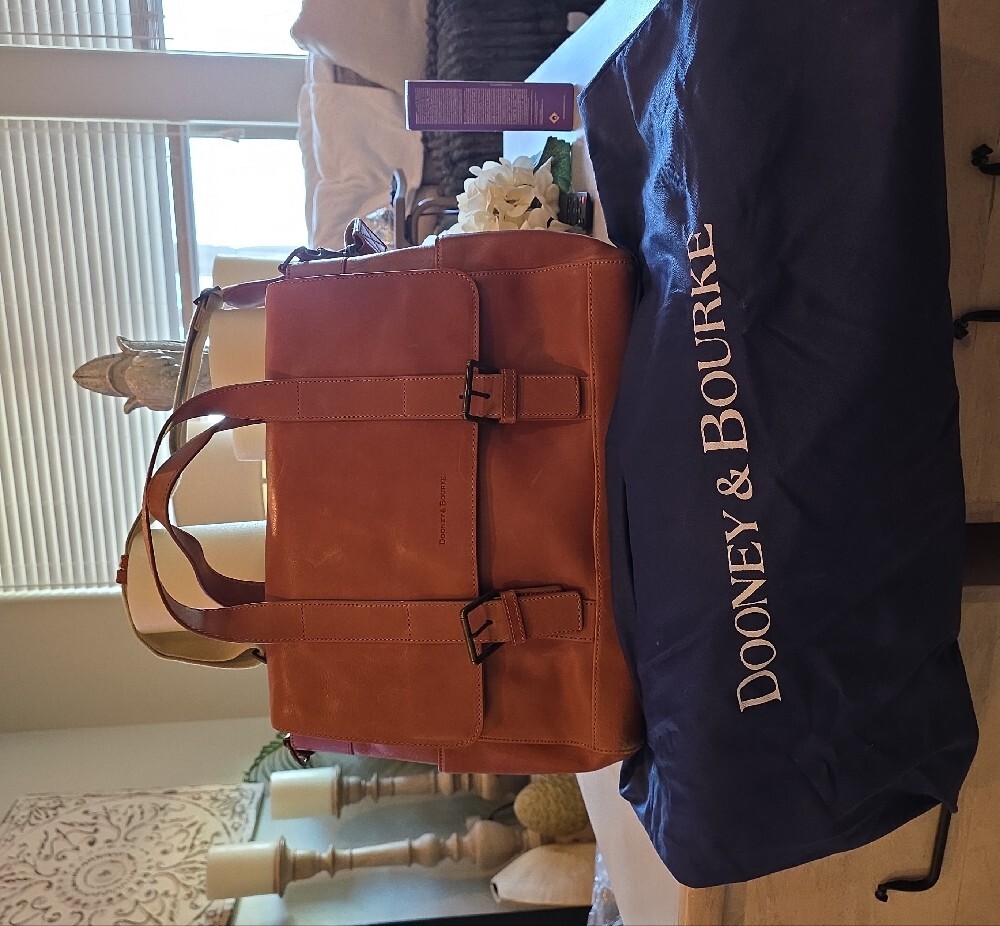 Dooney & Bourke Chestnut Brown Leather Work Tote - Picture 2 of 13